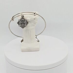 ALEX & ANI "Because I‎ Love You" Mom Bracelet Charm Silver Tone 7.5" Made In USA